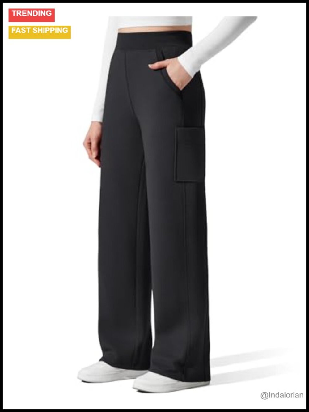 Fleece Lined Wide Leg Cargo Sweatpants Women Cotton Casual Lounge Yoga Pants